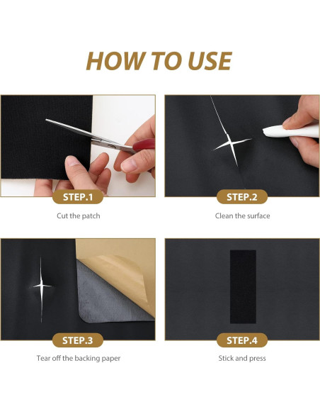 6 Piezas Parche Autoadhesivo Terciopelo Janinka 30x20cm Negro