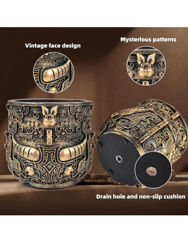 Maceta Tribal Vintage 14 cm Midogaigai para Suculentas