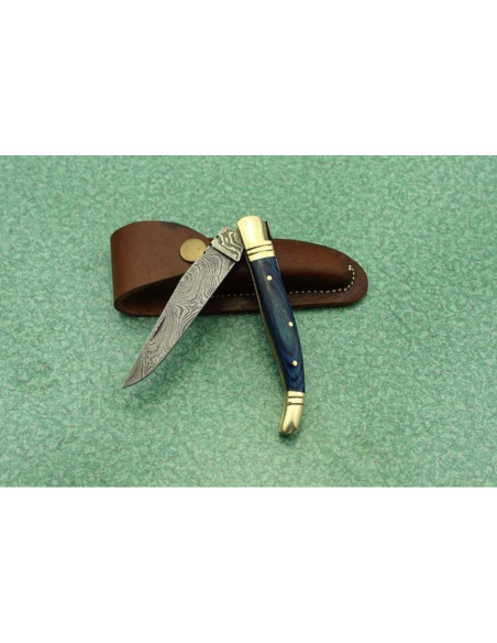 Cuchillo Plegable Laguiole Damascus Depot 21.6 cm Madera Azul Cuchillo Plegable Laguiole Damascus Depot 21.6 cm Madera Azul