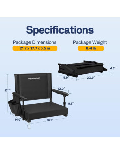 Asiento de Estadio VIVOHOME Plegable con Soporte y Cojín 2