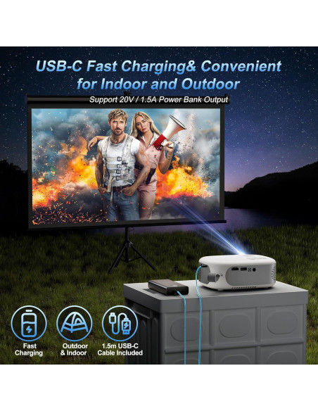 Proyector Portátil Agreago N1 HD 1080P 15000 Lúmenes WiFi 6