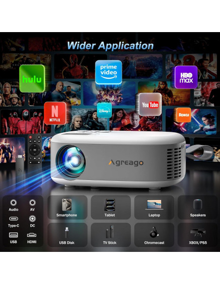 Proyector Portátil Agreago N1 HD 1080P 15000 Lúmenes WiFi 6