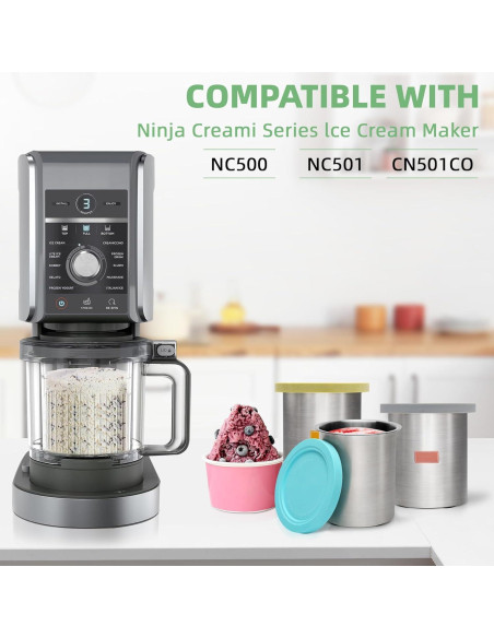 Pintas y Tapas de Acero Inoxidable Kelegaan 24oz para Ninja Creami Pintas y Tapas de Acero Inoxidable Kelegaan 24oz para Ninja Creami