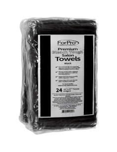 Toallas de salón ForPro Premium 100% algodón negras 24 unidades 2