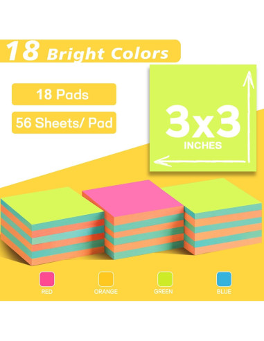 Notas Adhesivas Pop Up TKTB 3x3 cm Color Alternado 18 Pads