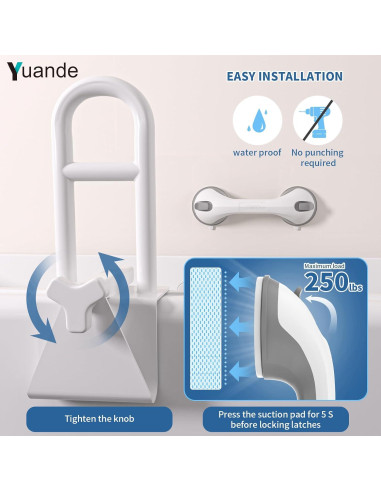 Barra de Seguridad Ajustable YuanDe 42 cm Acero Inoxidable Blanca