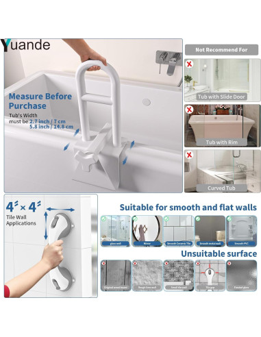 Barra de Seguridad Ajustable YuanDe 42 cm Acero Inoxidable Blanca