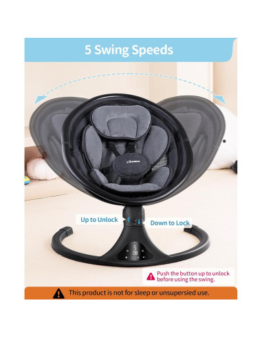 Columpio Eléctrico LAREX para Bebés 0-6 Meses 5 Velocidades