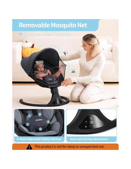 Columpio Eléctrico LAREX para Bebés 0-6 Meses 5 Velocidades