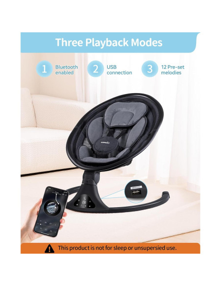 Columpio Eléctrico LAREX para Bebés 0-6 Meses 5 Velocidades