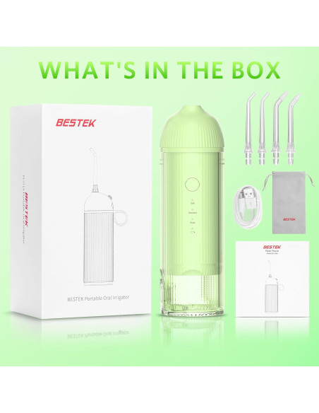 Irrigador Dental Portátil BESTEK BTCB150H Verde IPX7