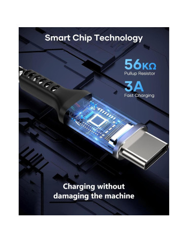 Cable USB C 20 pies 3A Rápido Dongguan Zhenwei Gris