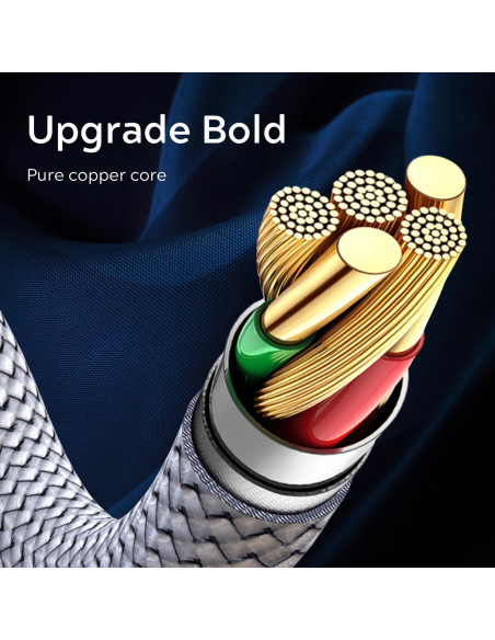 Cable USB C 20 pies 3A Rápido Dongguan Zhenwei Gris