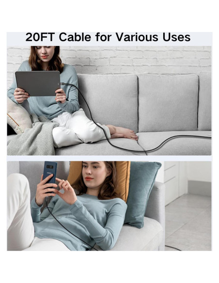 Cable USB C 20 pies 3A Rápido Dongguan Zhenwei Gris