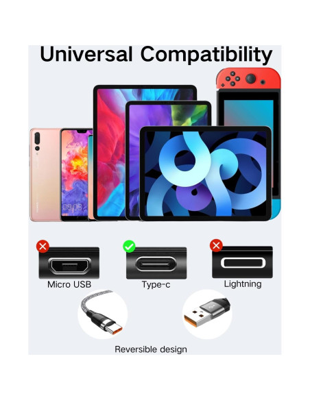 Cable USB C 20 pies 3A Rápido Dongguan Zhenwei Gris