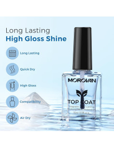 Esmalte de Uñas Top Coat Morovan Transparente Secado Rápido 2