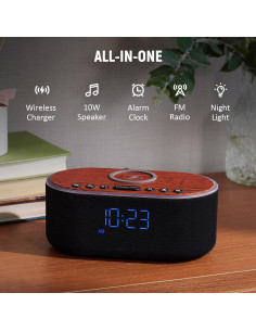 Reloj Despertador Bluetooth USCCE UE-268 - Carga Inalámbrica 10W 2