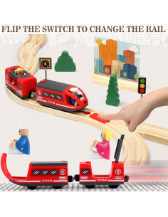 Juego de Tren de Madera Lonico 80 Piezas para Niños 3-6 Años 2
