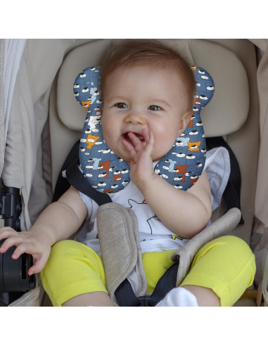 Almohada de Viaje para Bebés Reflyaway Oso Azul 28x26cm