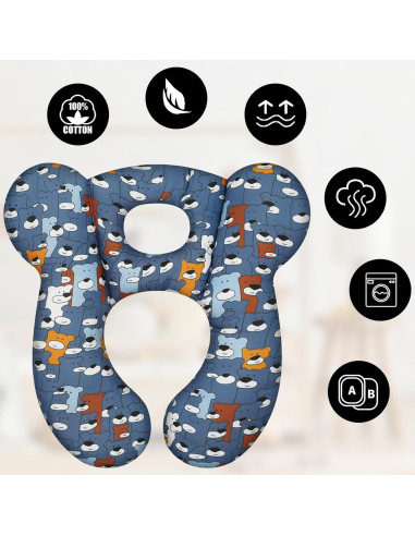 Almohada de Viaje para Bebés Reflyaway Oso Azul 28x26cm