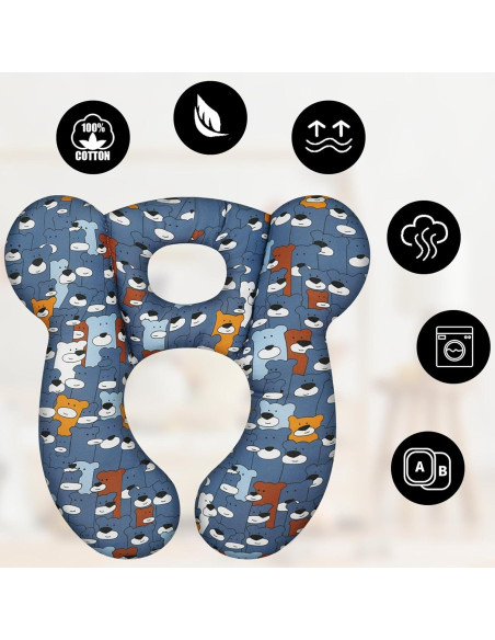 Almohada de Viaje para Bebés Reflyaway Oso Azul 28x26cm