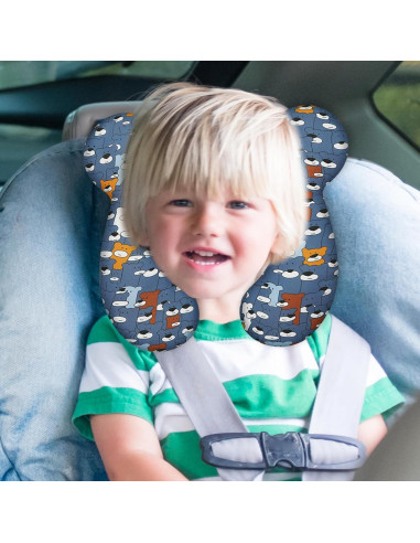 Almohada de Viaje para Bebés Reflyaway Oso Azul 28x26cm