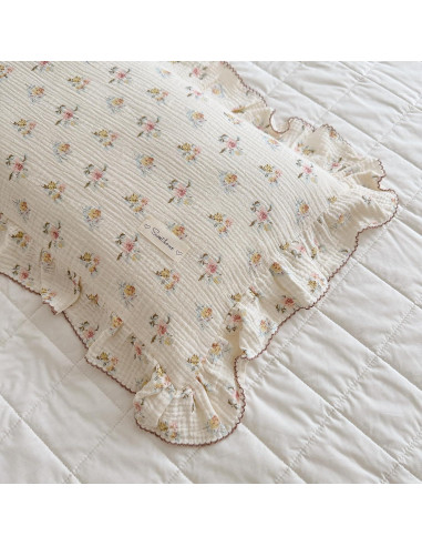 Funda de Almohada Muselina Algodón BuLuTu Estándar Floral