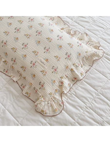 Funda de Almohada Muselina Algodón BuLuTu Estándar Floral