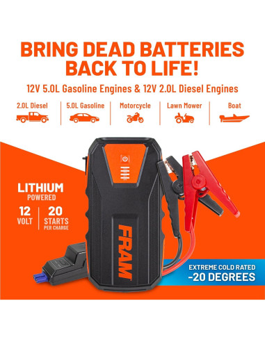 Arrancador de Batería de Coche FRAM 12000mAh 800A 12V