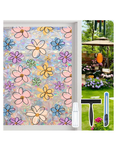 Película Decorativa de Privacidad Ohhvvow 44.5x199.8cm Flor