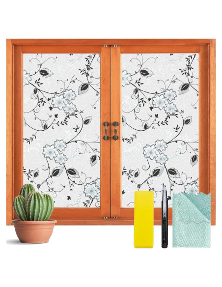 Película de Ventana Privada Bloss 30x200 cm Floral Esmerilada Película de Ventana Privada Bloss 30x200 cm Floral Esmerilada