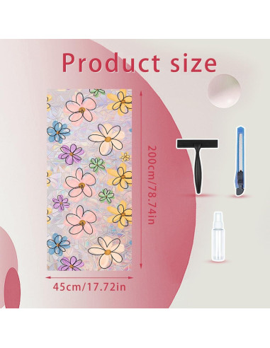 Película Decorativa de Privacidad Ohhvvow 44.5x199.8cm Flor
