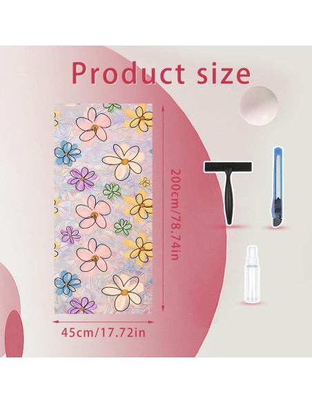 Película Decorativa de Privacidad Ohhvvow 44.5x199.8cm Flor Película Decorativa de Privacidad Ohhvvow 44.5x199.8cm Flor