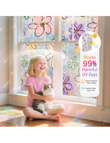 Película Decorativa de Privacidad Ohhvvow 44.5x199.8cm Flor