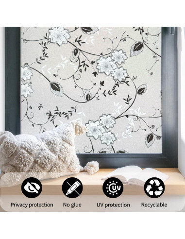 Película de Ventana Privada Bloss 30x200 cm Floral Esmerilada