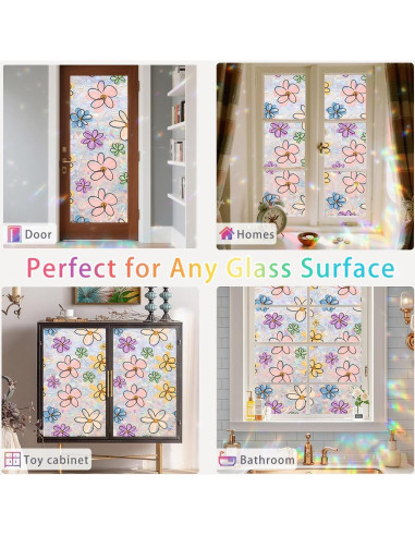 Película Decorativa de Privacidad Ohhvvow 44.5x199.8cm Flor