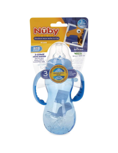 Botella Nuby Crece Conmigo 10 Oz (295 ml) Azul Sin Derrames