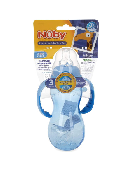 Botella Nuby Crece Conmigo 10 Oz (295 ml) Azul Sin Derrames