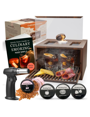 Caja de Ahumado Culinario Bon Apperoo con 2 Vasos y Astillas