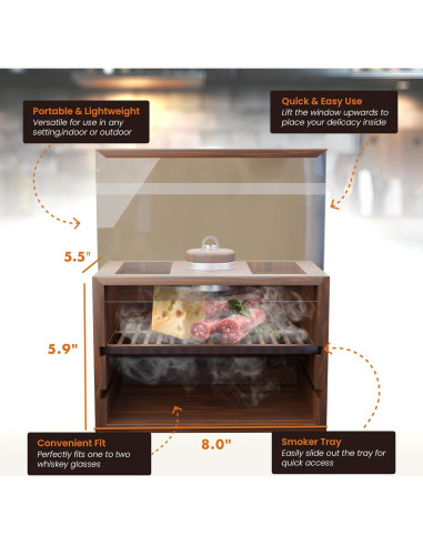 Caja de Ahumado Culinario Bon Apperoo con 2 Vasos y Astillas