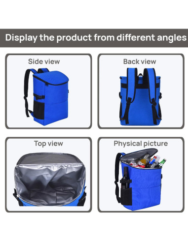 Mochila Cooler Aislada XINFULLWOL 21L Azul Gemstone Plegable