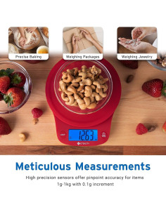 Balanza de Cocina Digital Etekcity 5kg Rojo Alta Precisión 2