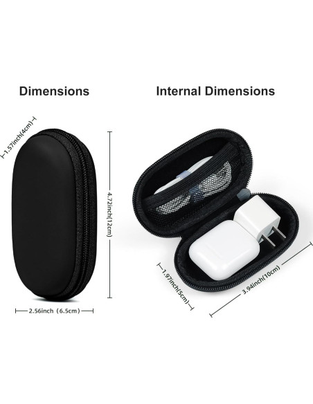 Estuche de Almacenamiento EVA para Auriculares Negro 12x6.5x4cm Estuche de Almacenamiento EVA para Auriculares Negro 12x6.5x4cm