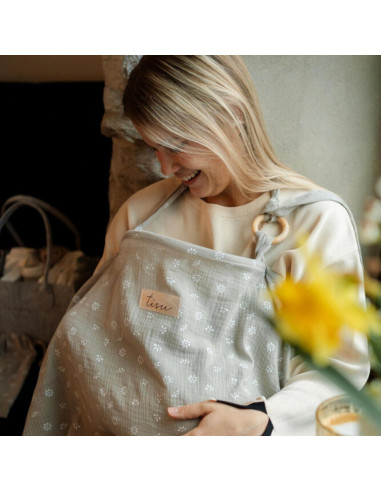 Cubierta de Lactancia TISU 100% Algodón Muselina Beige