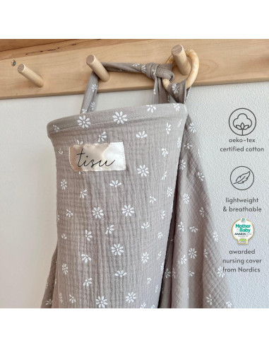 Cubierta de Lactancia TISU 100% Algodón Muselina Beige