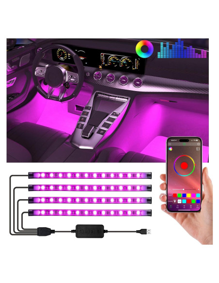 Luces LED RGB FCPVHOY para Interior de Coche con APP 5V