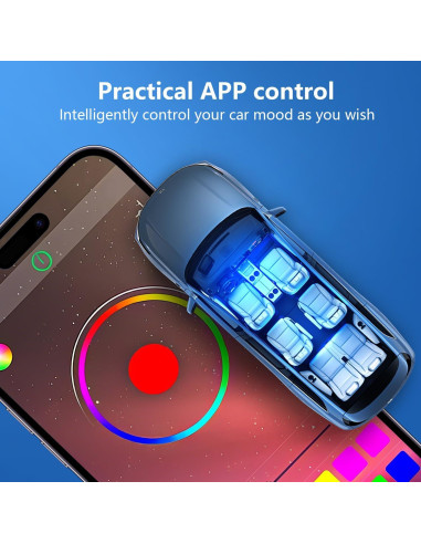 Luces LED RGB FCPVHOY para Interior de Coche con APP 5V