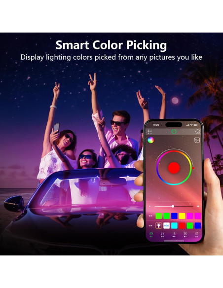 Luces LED RGB FCPVHOY para Interior de Coche con APP 5V