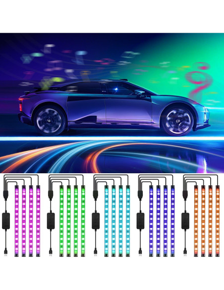 Luces LED RGB FCPVHOY para Interior de Coche con APP 5V