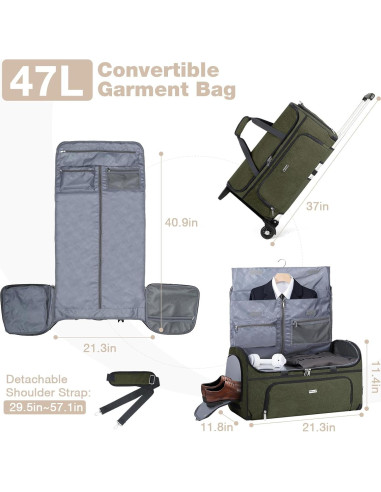 Bolsa de Ropa con Ruedas BP-684014 Verde Militar Mediana